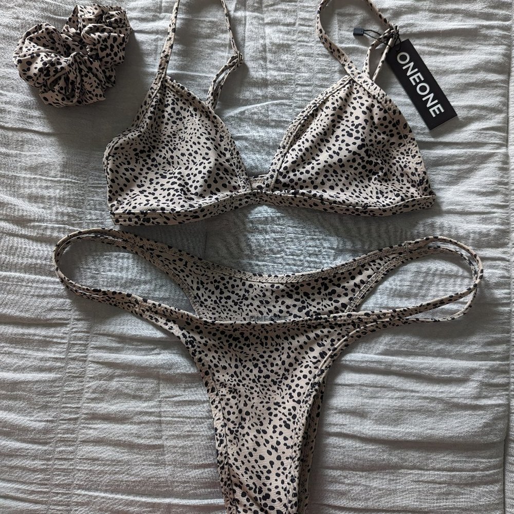 3pc One One Swimwear Leopard Animal Print Bikini